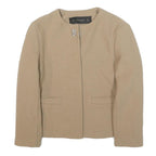 ZARA Womens Beige Basic Zip Jacket XS Polyester Blend Plain Minimalist Design