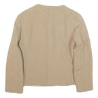 ZARA Womens Beige Basic Zip Jacket XS Polyester Blend Plain Minimalist Design