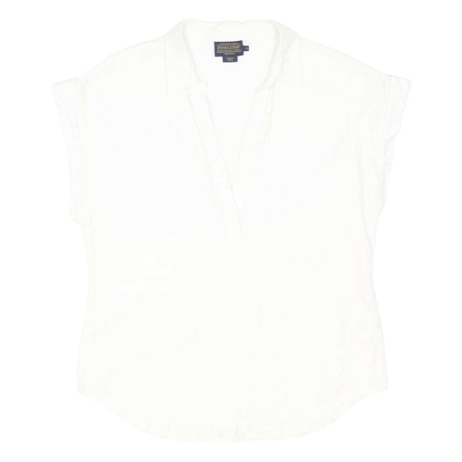 PENDLETON Womens White Cotton Basic Sleeveless V-Neck Top S