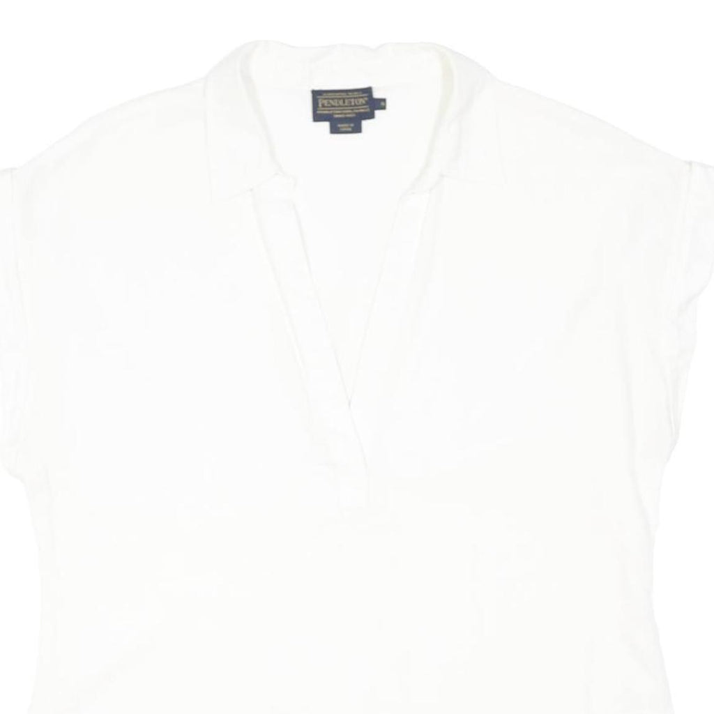 PENDLETON Womens White Cotton Basic Sleeveless V-Neck Top S