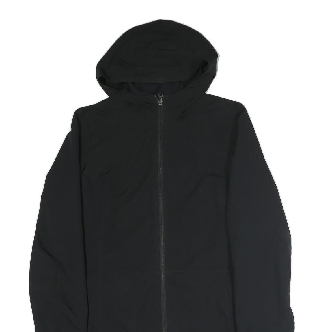 COLUMBIA Mens Black Outdoor Jacket L Polyester Plain Hooded Zip Long Sleeve