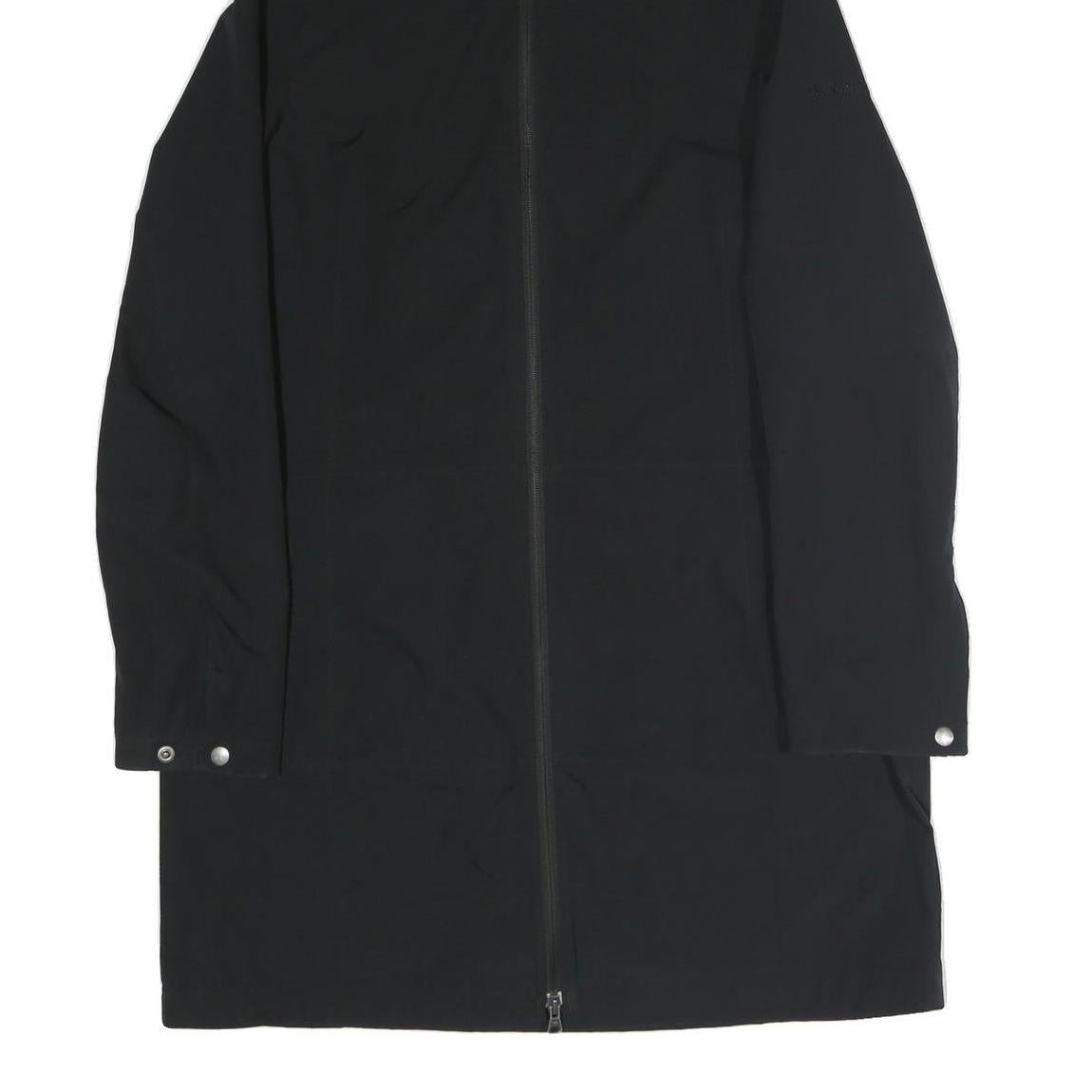 COLUMBIA Mens Black Outdoor Jacket L Polyester Plain Hooded Zip Long Sleeve