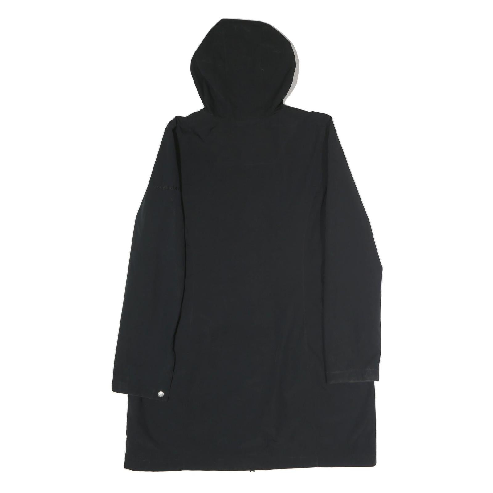 COLUMBIA Mens Black Outdoor Jacket L Polyester Plain Hooded Zip Long Sleeve