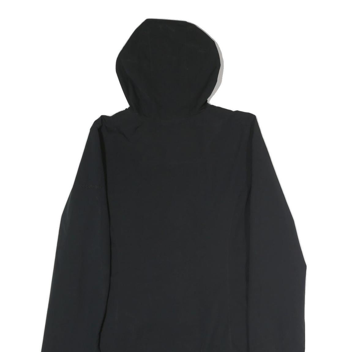 COLUMBIA Mens Black Outdoor Jacket L Polyester Plain Hooded Zip Long Sleeve