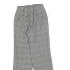 Womens Relaxed Grey Checked Trousers W22 L27 Zip Pattern Straight Leg