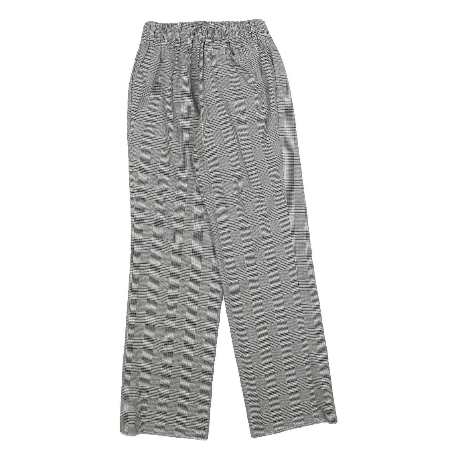 Womens Relaxed Grey Checked Trousers W22 L27 Zip Pattern Straight Leg