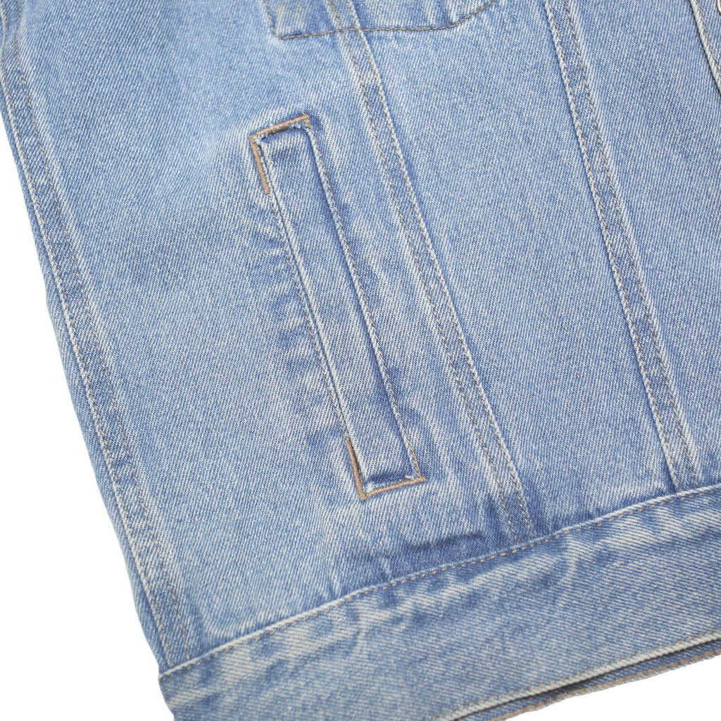 WRANGLER HERO Mens Blue Denim Button Jacket L Cotton Blend Classic Fit