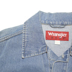 WRANGLER HERO Mens Blue Denim Button Jacket L Cotton Blend Classic Fit