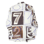 PIERRE FRANCK Womens Cream & Brown Abstract Print Shirt XL Unique Geometric