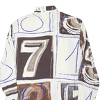 PIERRE FRANCK Womens Cream & Brown Abstract Print Shirt XL Unique Geometric