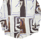PIERRE FRANCK Womens Cream & Brown Abstract Print Shirt XL Unique Geometric