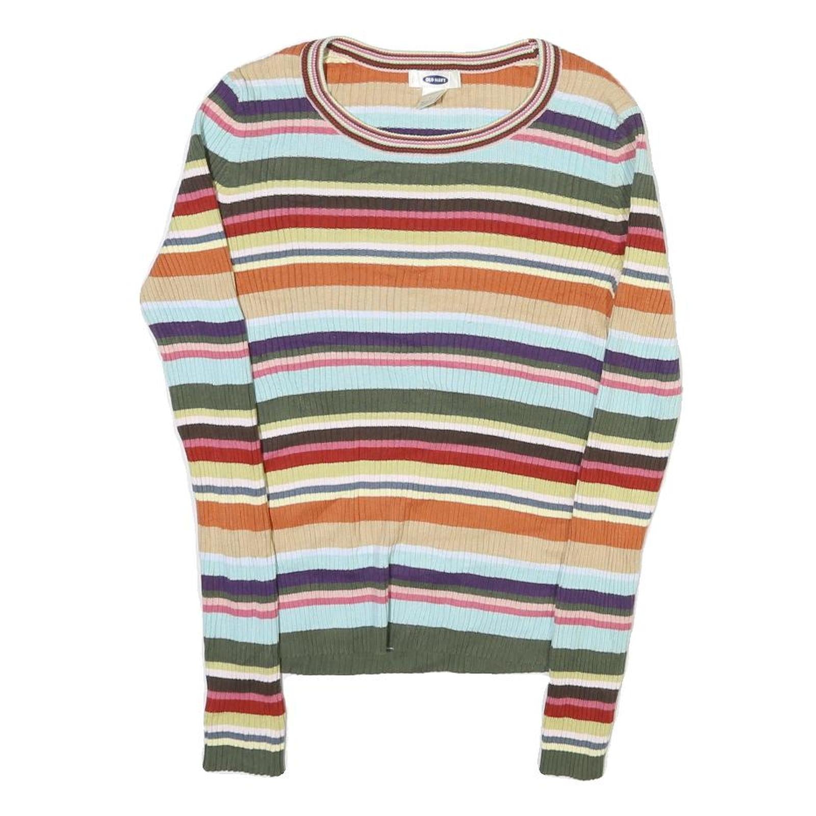 OLD NAVY Womens Multicolour Patterned Rib Knit Crew Neck Jumper M Cotton Blend
