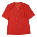 Womens Red Button Closure Polyester Blend Classic Jacket L Short Sleeve Plain
