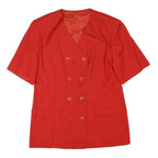 Womens Red Button Closure Polyester Blend Classic Jacket L Short Sleeve Plain