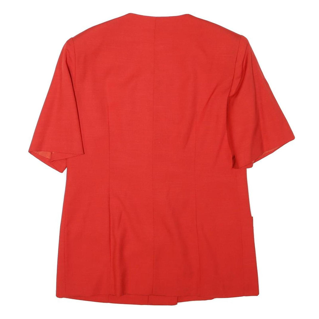 Womens Red Button Closure Polyester Blend Classic Jacket L Short Sleeve Plain