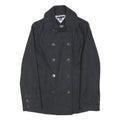 TOMMY HILFIGER Womens Black Wool Double Breasted Pea Jacket S Woven Button