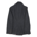 TOMMY HILFIGER Womens Black Wool Double Breasted Pea Jacket S Woven Button