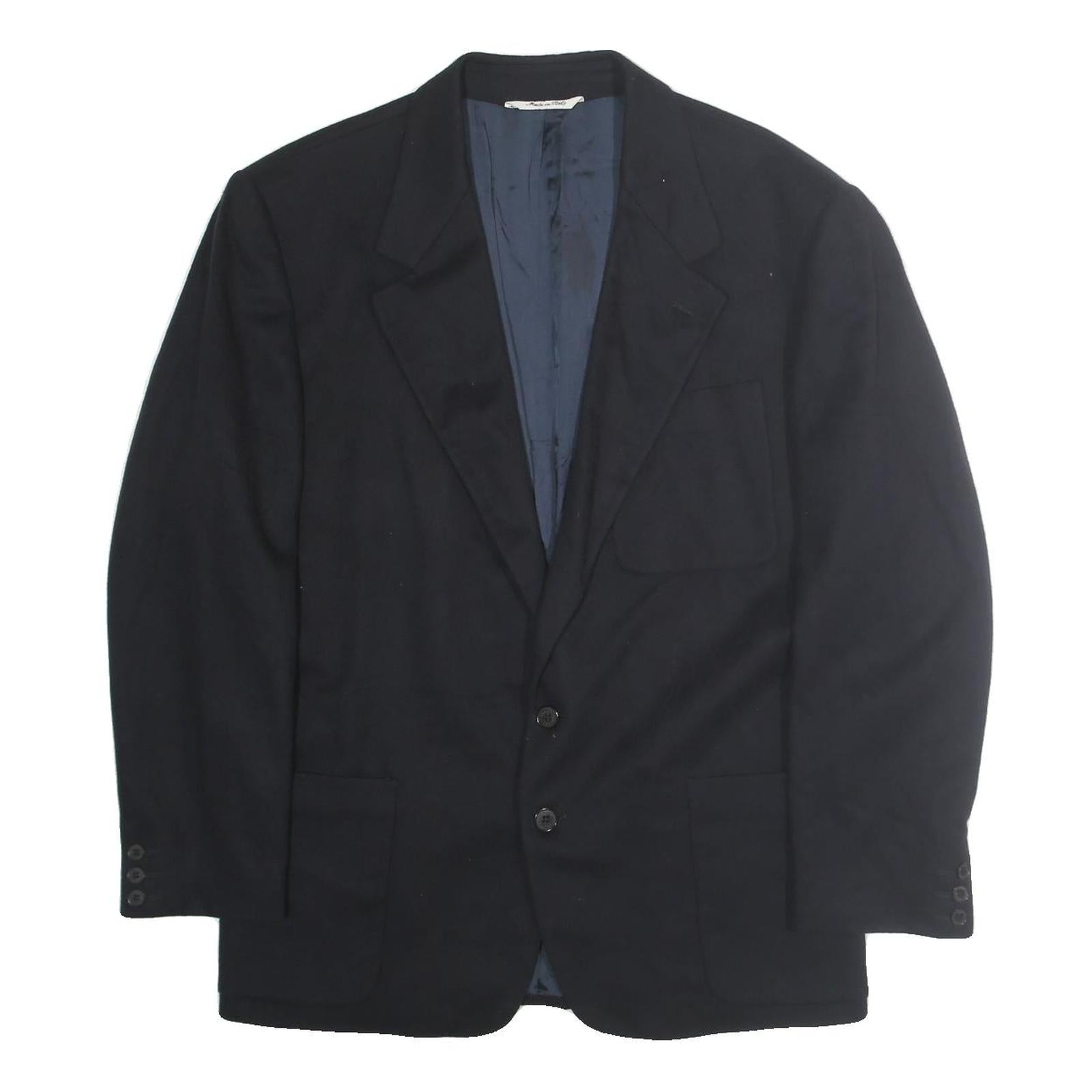 TRUSSARDI Mens Black Classic Jacket L Wool Blend Button Plain Elegant