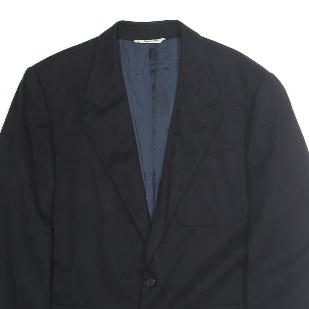 TRUSSARDI Mens Black Classic Jacket L Wool Blend Button Plain Elegant