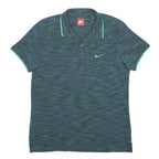 NIKE Boys Blue Green Striped Short Sleeve Polo Shirt XL Cotton Blend Sportswear
