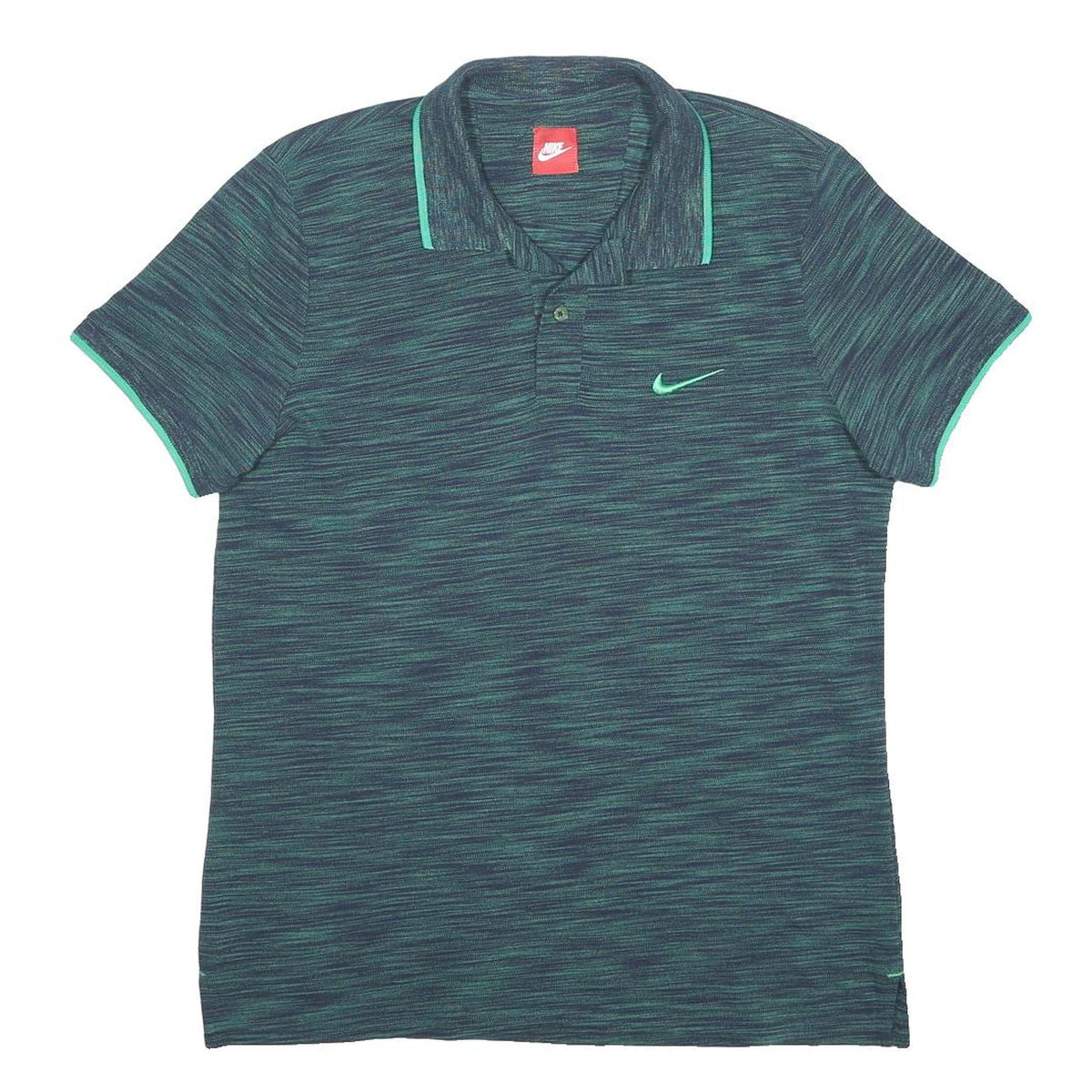 NIKE Boys Blue Green Striped Short Sleeve Polo Shirt XL Cotton Blend Sportswear