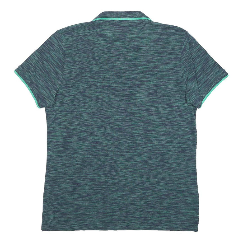 NIKE Boys Blue Green Striped Short Sleeve Polo Shirt XL Cotton Blend Sportswear