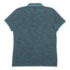 NIKE Boys Blue Green Striped Short Sleeve Polo Shirt XL Cotton Blend Sportswear