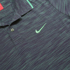 NIKE Boys Blue Green Striped Short Sleeve Polo Shirt XL Cotton Blend Sportswear