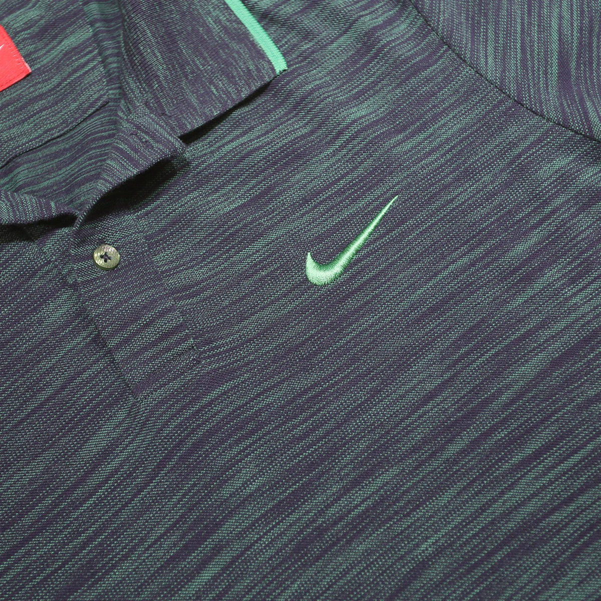 NIKE Boys Blue Green Striped Short Sleeve Polo Shirt XL Cotton Blend Sportswear