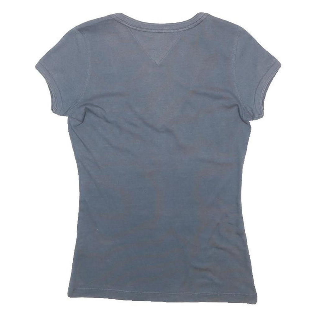 HILFIGER DENIM Womens Blue V-Neck Short Sleeve T-Shirt M Cotton Blend