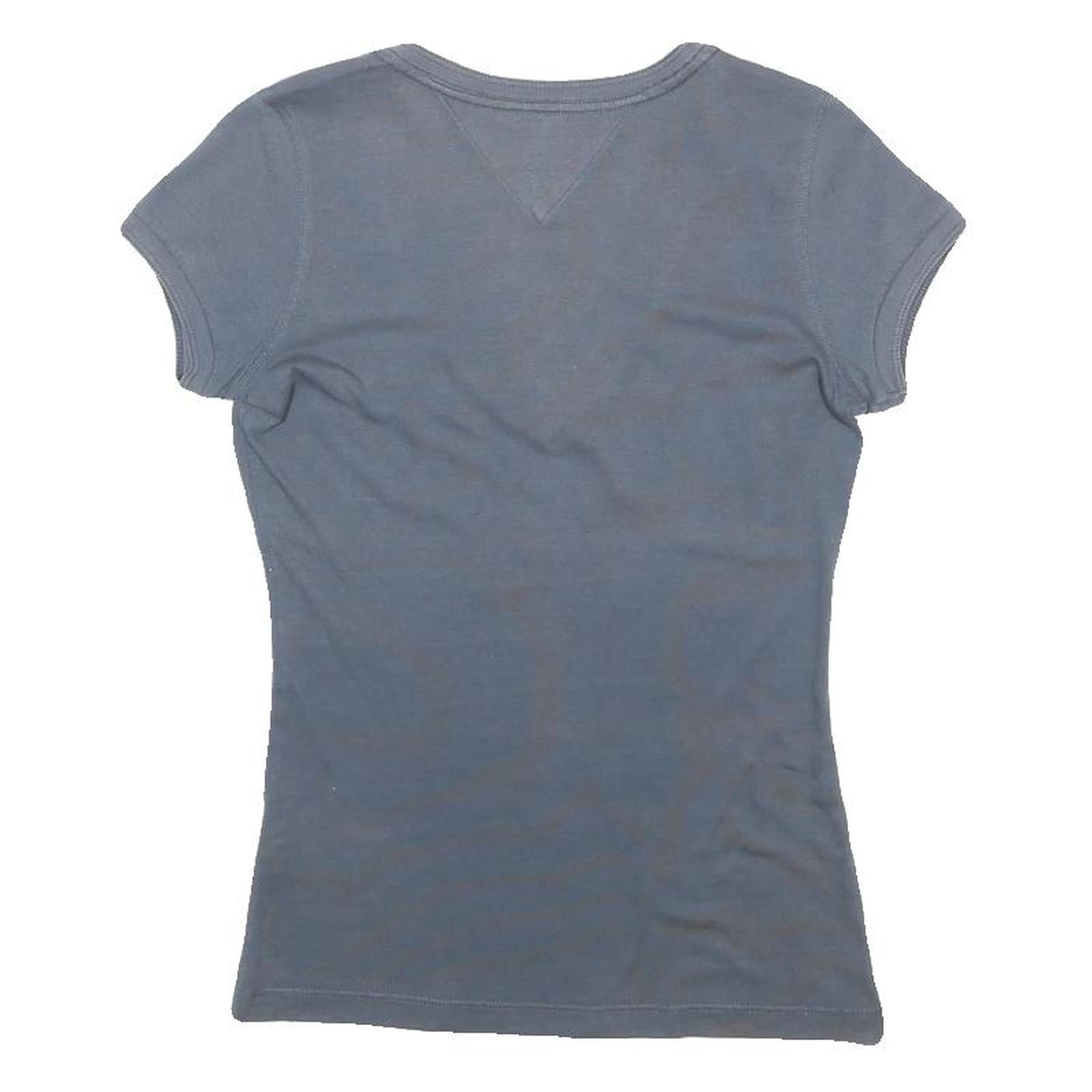 HILFIGER DENIM Womens Blue V-Neck Short Sleeve T-Shirt M Cotton Blend