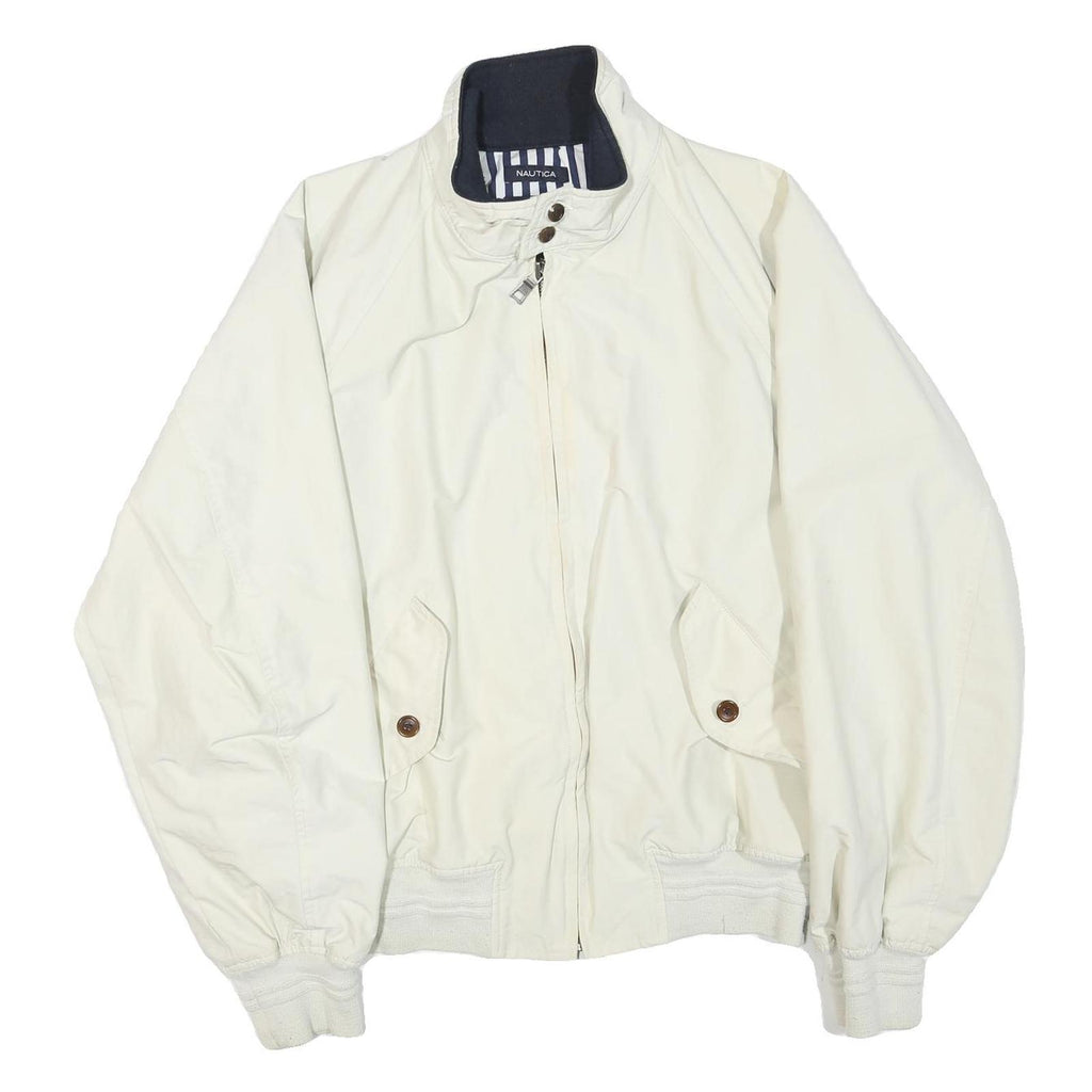 NAUTICA Mens White Zip Jacket L Polyester Blend Classic Lightweight Casual