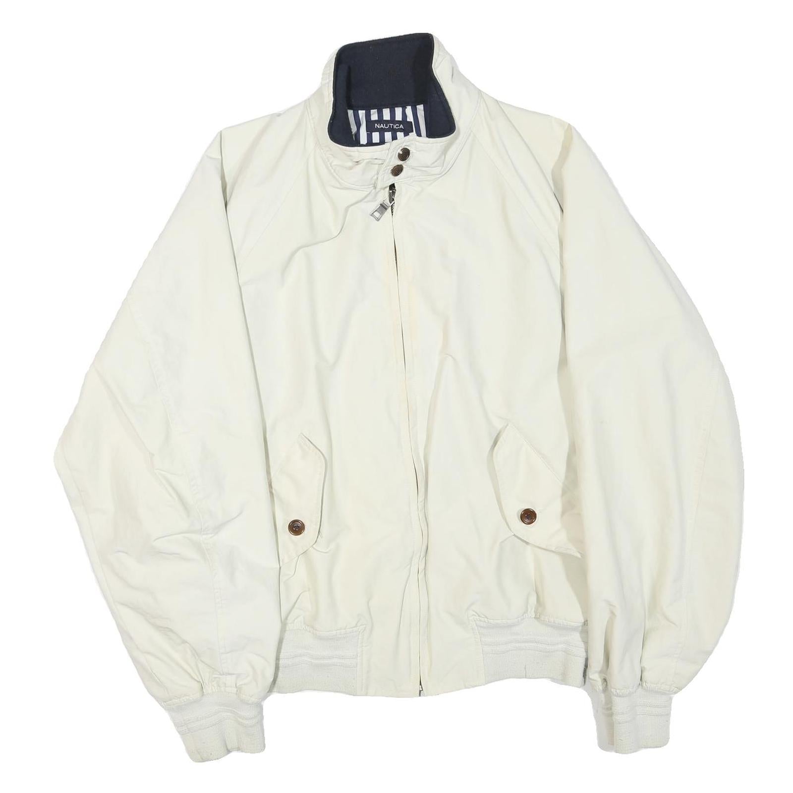 NAUTICA Mens White Zip Jacket L Polyester Blend Classic Lightweight Casual