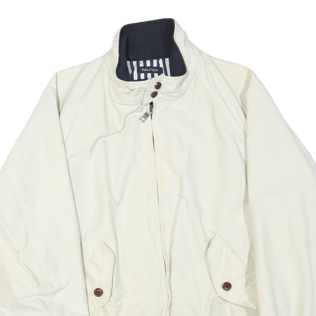 NAUTICA Mens White Zip Jacket L Polyester Blend Classic Lightweight Casual
