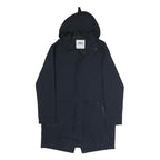 ZARA Womens Navy Blue Hooded Jacket XS Polyester Zip Casual Outerwear