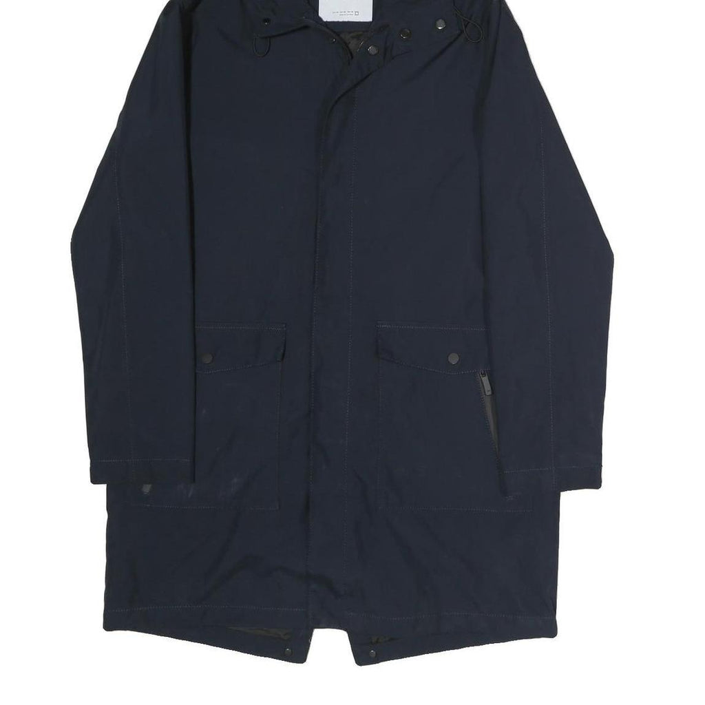 ZARA Womens Navy Blue Hooded Jacket XS Polyester Zip Casual Outerwear