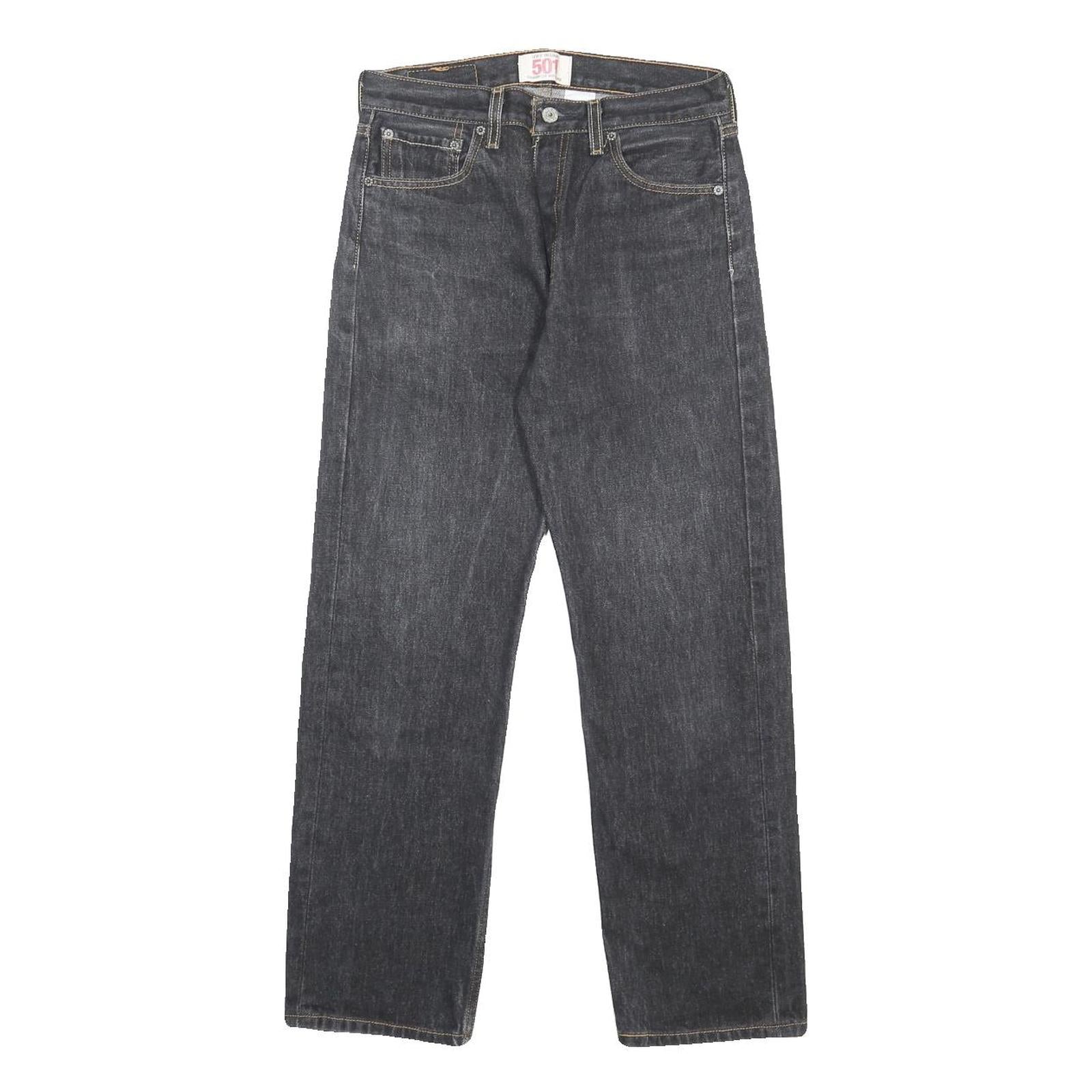 LEVI'S 501 Mens Jeans Black Regular Straight Denim Raw W30 L27 Classic Fit