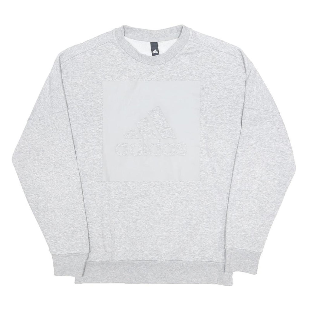 ADIDAS Mens Grey Crew Neck Pullover Cotton Blend Jersey Long Sleeve M Relaxed