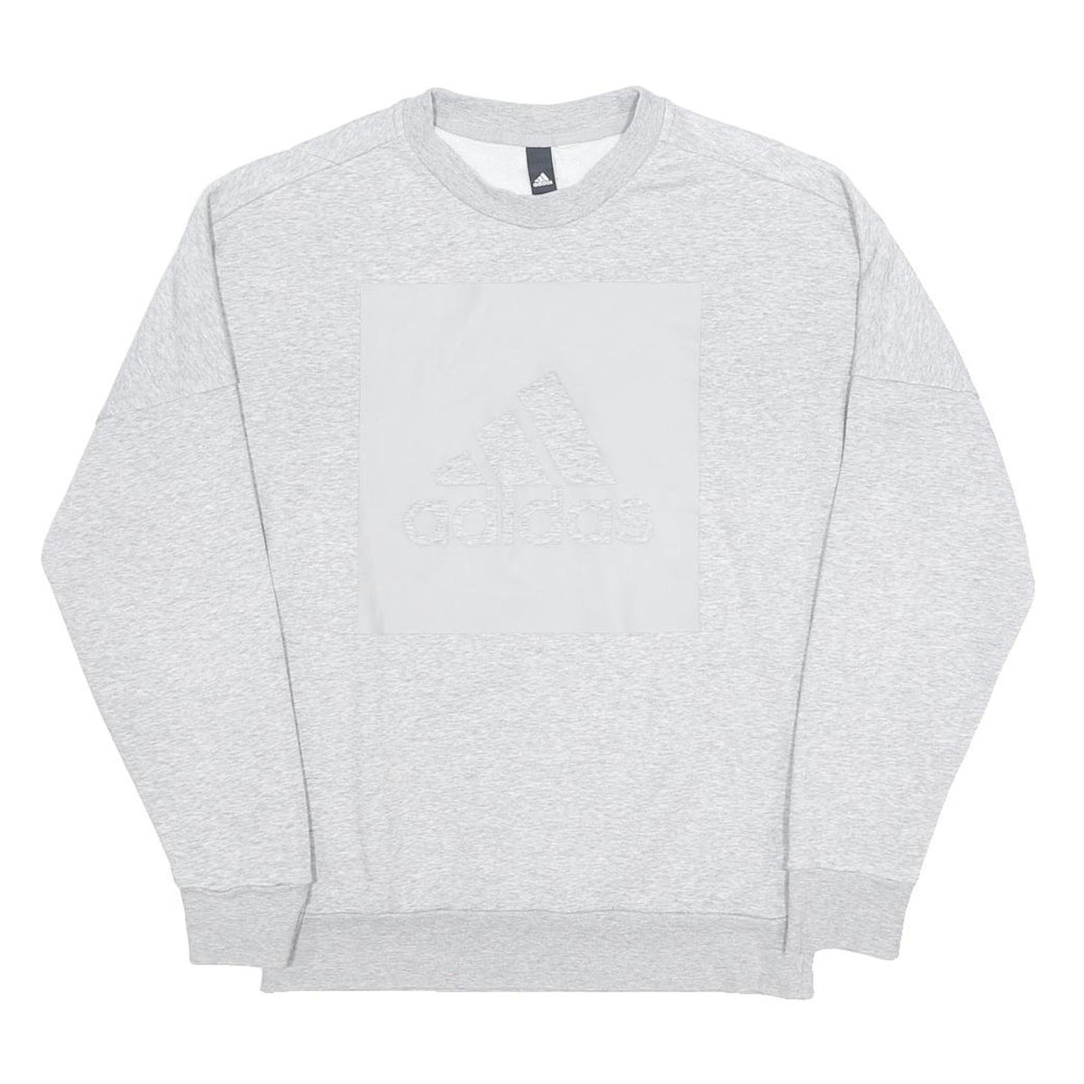 ADIDAS Mens Grey Crew Neck Pullover Cotton Blend Jersey Long Sleeve M Relaxed