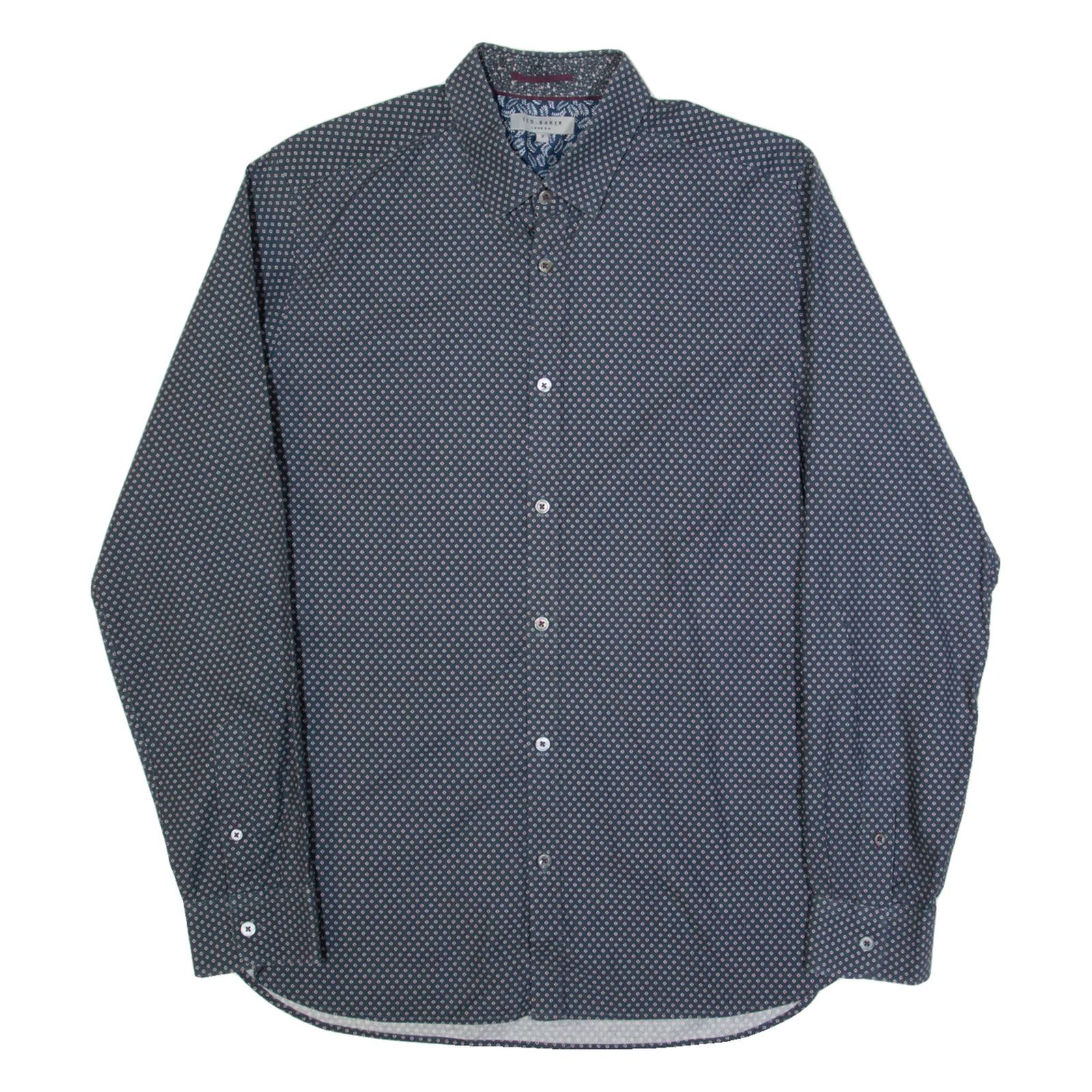TED BAKER Mens Shirt Black Spotted Long Sleeve M