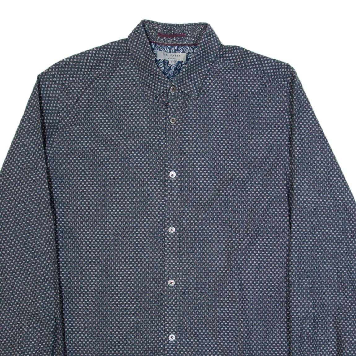 TED BAKER Mens Shirt Black Spotted Long Sleeve M