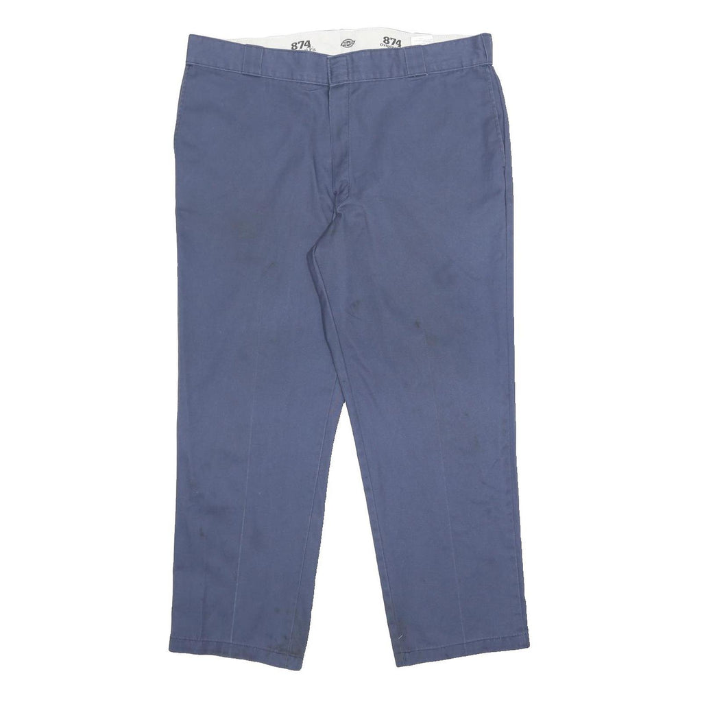 DICKIES Mens Cotton Blend Blue Regular Fit Straight Leg Trousers W42 L30