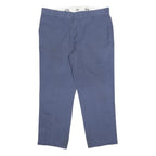 DICKIES Mens Cotton Blend Blue Regular Fit Straight Leg Trousers W42 L30