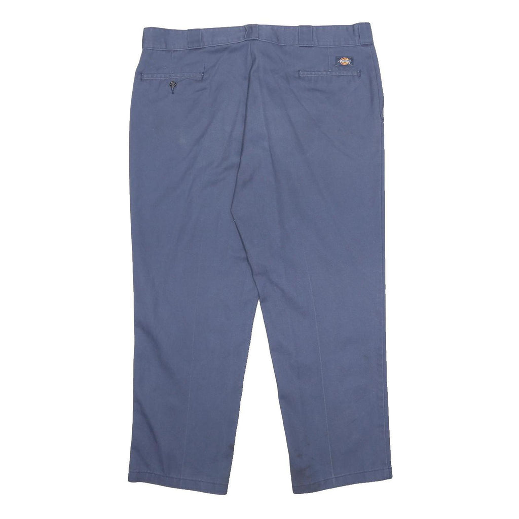 DICKIES Mens Cotton Blend Blue Regular Fit Straight Leg Trousers W42 L30