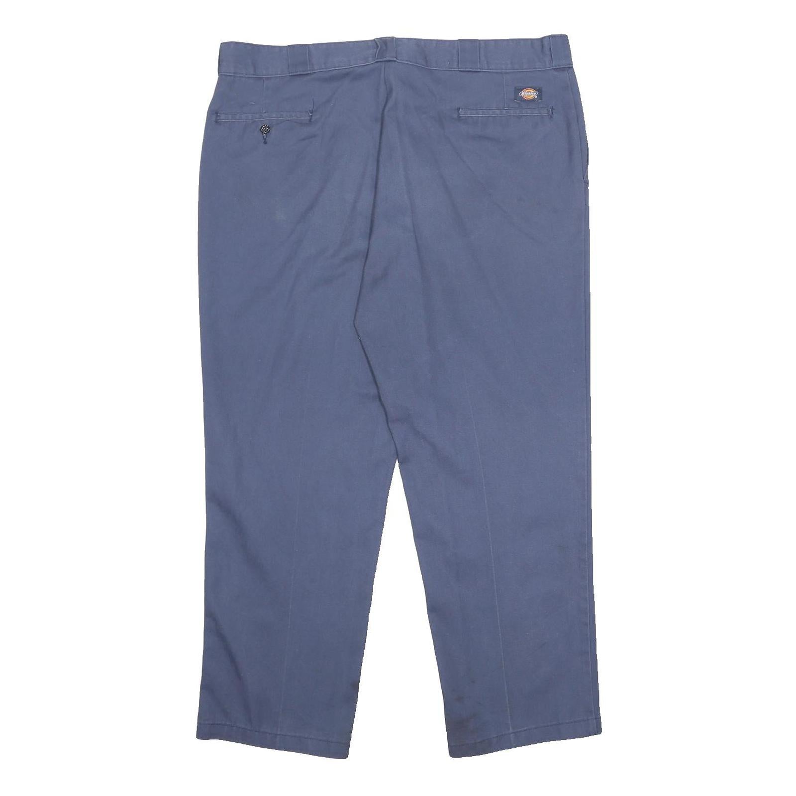DICKIES Mens Cotton Blend Blue Regular Fit Straight Leg Trousers W42 L30