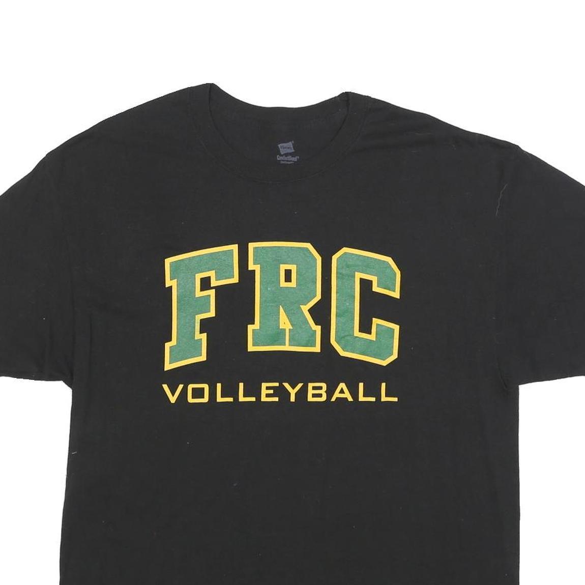 HANES Mens Black FRC Volleyball Graphic T-Shirt L Short Sleeve Crew Neck