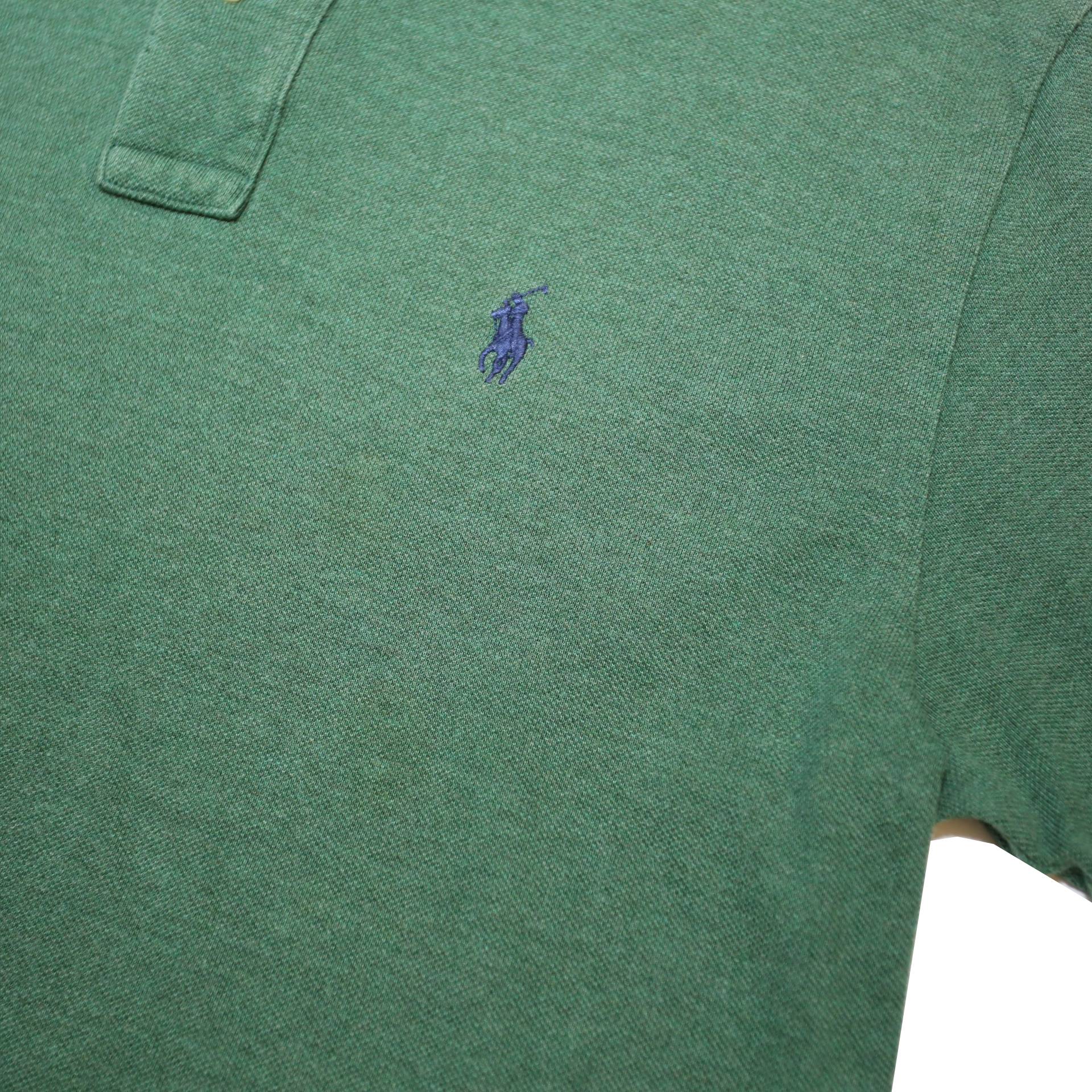 POLO RALPH LAUREN Mens Green Short Sleeve Plain Cotton Polo Shirt S Classic Fit