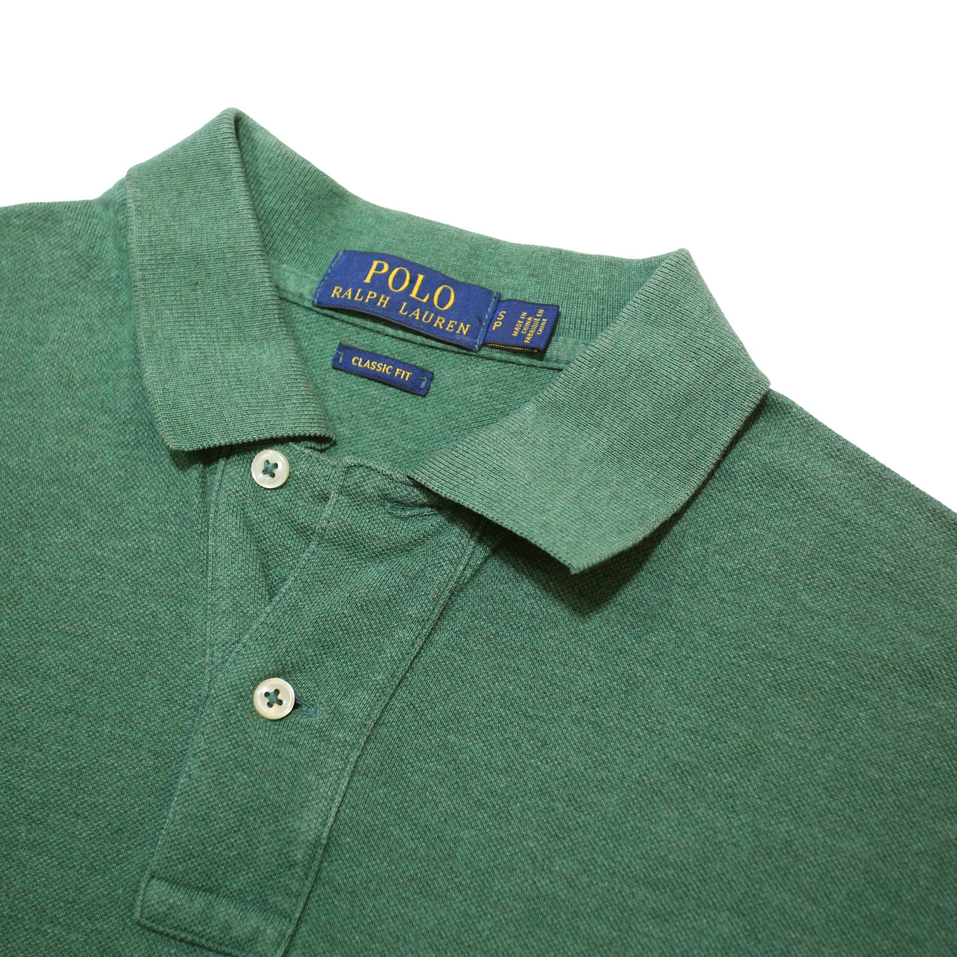 POLO RALPH LAUREN Mens Green Short Sleeve Plain Cotton Polo Shirt S Classic Fit