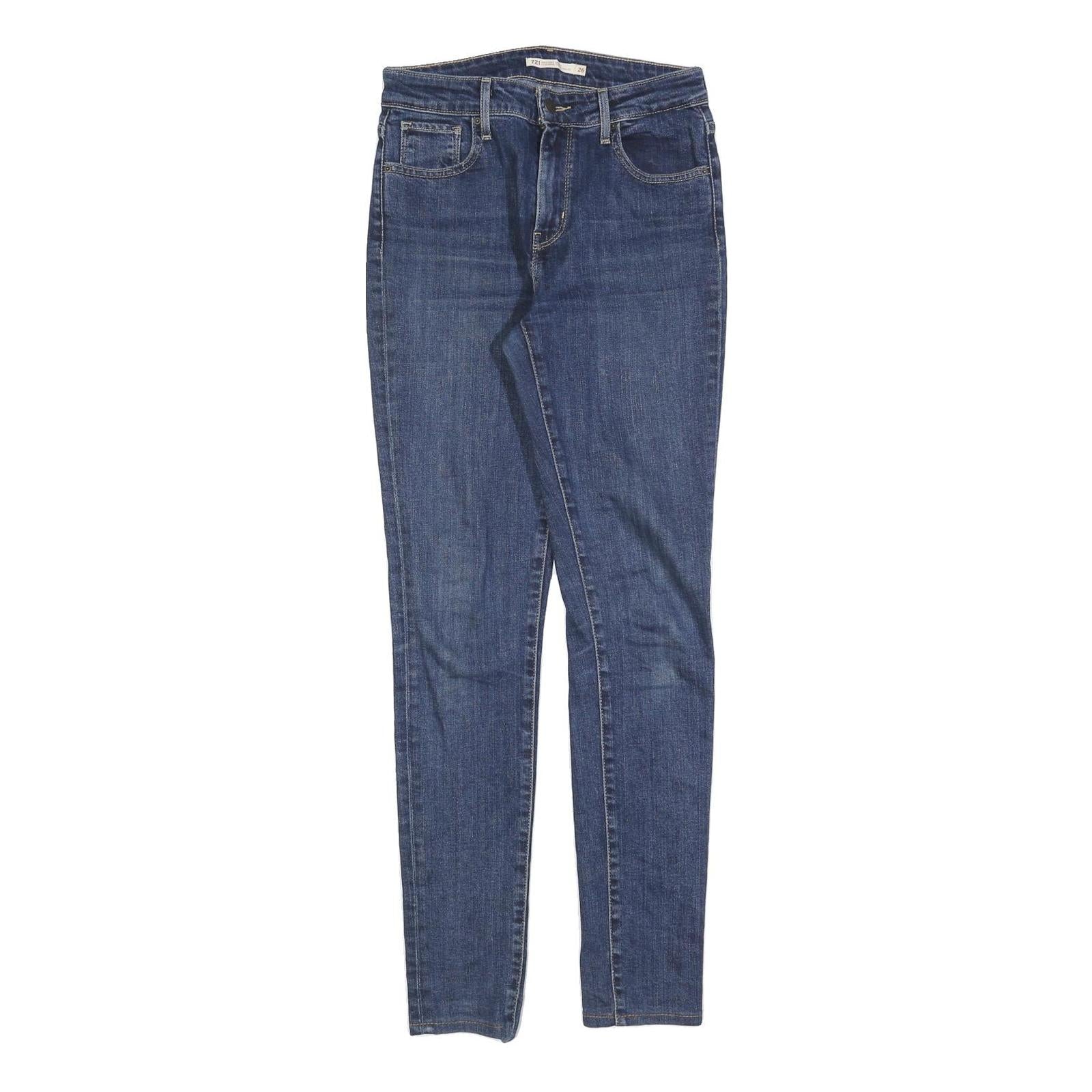 LEVI'S 721 Womens Slim Blue Denim Medium W26 L30 Classic Zip Jeans