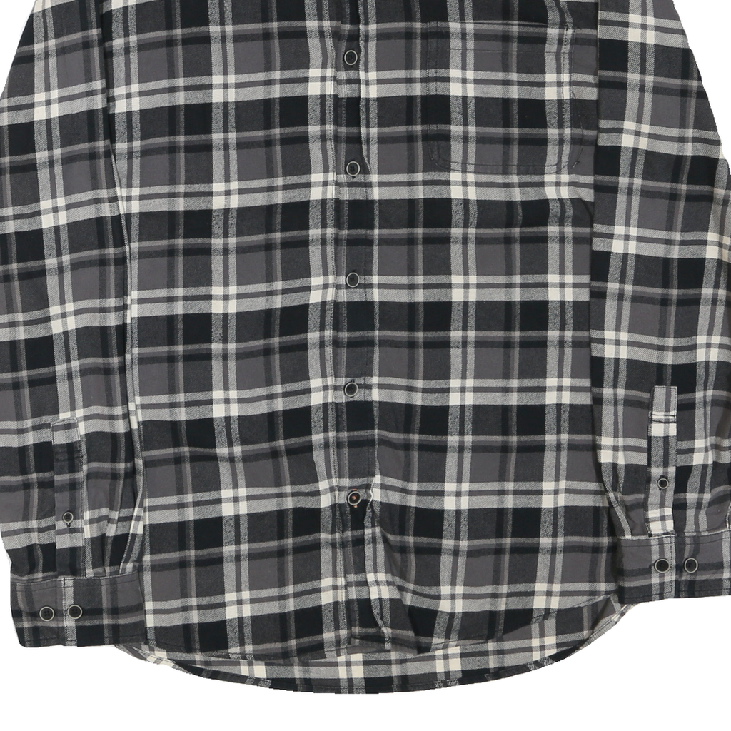 Weatherproof Vintage Mens Black & Grey Check Shirt L Casual Button Down Cotton